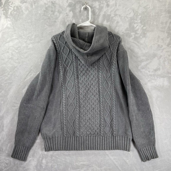 L.L. Bean Signature Hoodie women's Large Fisherman Sweater Cable Knit Pullover - Picture 13 of 13